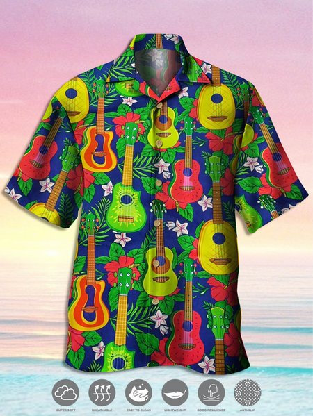 Mens Hawaiian Guitar Print Hydrocool Fabric Quick Dry Casual Breathable Short Sleeve Shirt, Blue, Men's Floral shirt
Mens Hawaiian Guitar Print Hydrocool Fabric Quick Dry Casual Breathable Short Sleeve Shirt, Blue, Men's Floral shirt