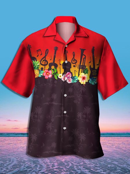 Hawaiian Music Graphic Men's Casual Breathable Short Sleeve Shirt, Red, Men's Floral shirt
Hawaiian Music Graphic Men's Casual Breathable Short Sleeve Shirt, Red, Men's Floral shirt