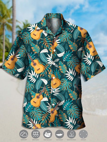 Men's Hawaiian Music Print Casual Breathable Short Sleeve Shirt, Green, Men's Floral shirt
Men's Hawaiian Music Print Casual Breathable Short Sleeve Shirt, Green, Men's Floral shirt