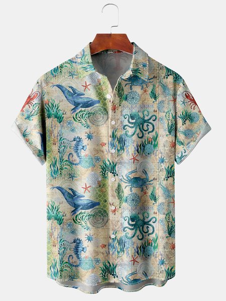 Men's Ocean Collection Print Casual Short Sleeve Hawaiian Shirt, Green, Men's Floral shirt
Men's Ocean Collection Print Casual Short Sleeve Hawaiian Shirt, Green, Men's Floral shirt