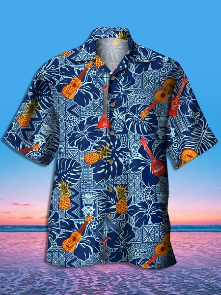 Hawaiian Music Graphic Men's Casual Breathable Short Sleeve Shirt, Blue, Men's Floral shirt
Hawaiian Music Graphic Men's Casual Breathable Short Sleeve Shirt, Blue, Men's Floral shirt
