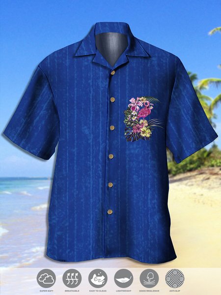 Men's Vintage Flamingo Print Casual Breathable Hawaiian Short Sleeve Shirt, Blue, Men's Floral shirt
Men's Vintage Flamingo Print Casual Breathable Hawaiian Short Sleeve Shirt, Blue, Men's Floral shirt