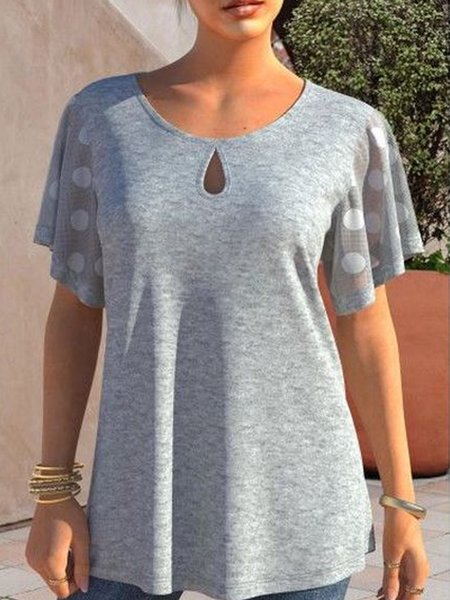 Casual Loosen Short Sleeve T-Shirt, Gray, T-Shirts