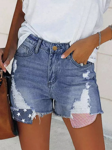 Casual Star Sports Shorts, Blue, Bottoms