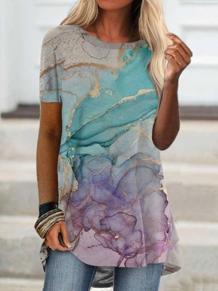 Casual Short Sleeve Round Neck Plus Size Printed Tops T-shirts, Multicolor, T-Shirts
Casual Short Sleeve Round Neck Plus Size Printed Tops T-shirts, Multicolor, T-Shirts