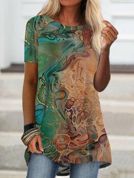 Casual Short Sleeve Round Neck Plus Size Printed Tops T-shirts, Multicolor, T-Shirts
Casual Short Sleeve Round Neck Plus Size Printed Tops T-shirts, Multicolor, T-Shirts
