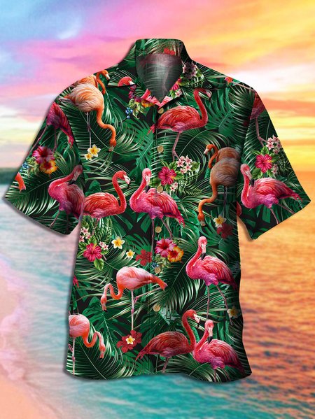 Men's Flamingo Print Casual Breathable Hawaiian Short Sleeve Shirt, Green, Men's Floral shirt
Men's Flamingo Print Casual Breathable Hawaiian Short Sleeve Shirt, Green, Men's Floral shirt