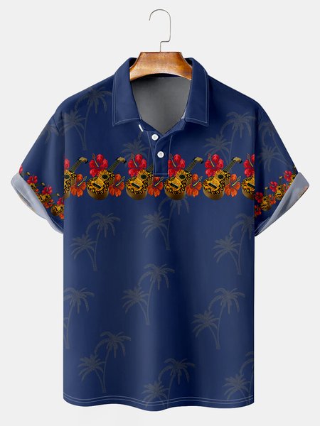 Resort-Inspired Hawaiian Floral Coconut Tree Music Elements Lapels Short-Sleeved Polo Print Tops, Purplish blue, Men's t-shirts
Resort-Inspired Hawaiian Floral Coconut Tree Music Elements Lapels Short-Sleeved Polo Print Tops, Purplish blue, Men's t-shirts