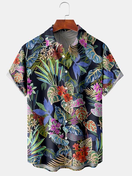 Mens Hawaiian Tropical Floral Print Lapel Loose Chest Pocket Short Sleeve Funky Aloha Shirts, Black, Men's Floral shirt
Mens Hawaiian Tropical Floral Print Lapel Loose Chest Pocket Short Sleeve Funky Aloha Shirts, Black, Men's Floral shirt