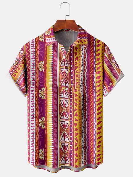 Mens Retro Ethnic Striped Print Lapel Chest Pocket Short Sleeve Hawaiian Shirts, Red, Men's Floral shirt
Mens Retro Ethnic Striped Print Lapel Chest Pocket Short Sleeve Hawaiian Shirts, Red, Men's Floral shirt