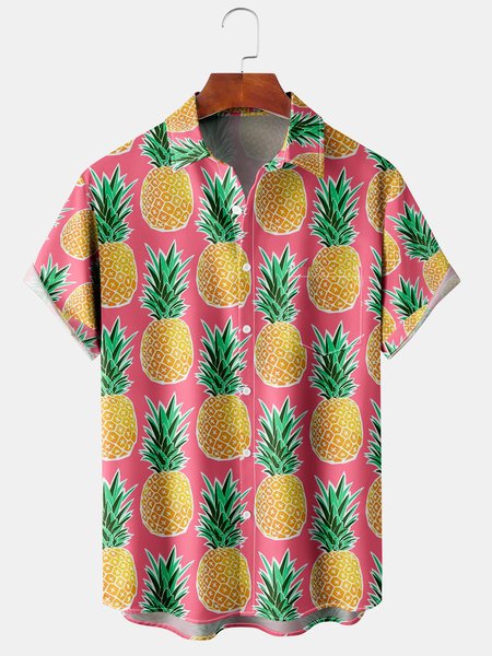 Mens Hawaiian Pineapples Print Lapel Loose Chest Pocket Short Sleeve Funky Aloha Shirts, Pink, Men's Floral shirt
Mens Hawaiian Pineapples Print Lapel Loose Chest Pocket Short Sleeve Funky Aloha Shirts, Pink, Men's Floral shirt