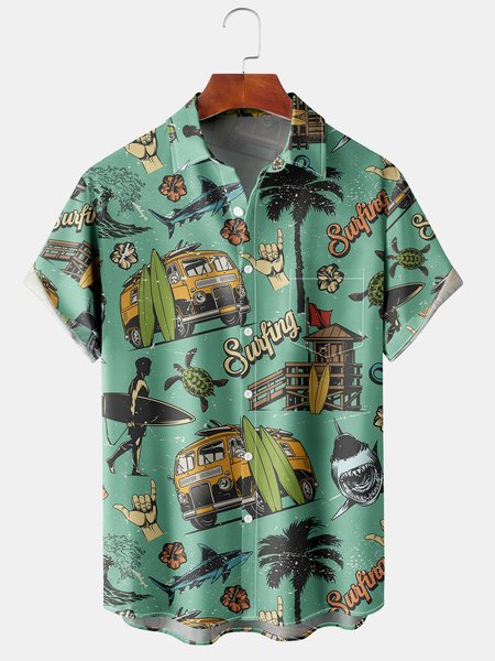 Hawaiian Graphic Men's Casual Chest Pocket Short Sleeve Shirt, Green, Men's Floral shirt
Hawaiian Graphic Men's Casual Chest Pocket Short Sleeve Shirt, Green, Men's Floral shirt