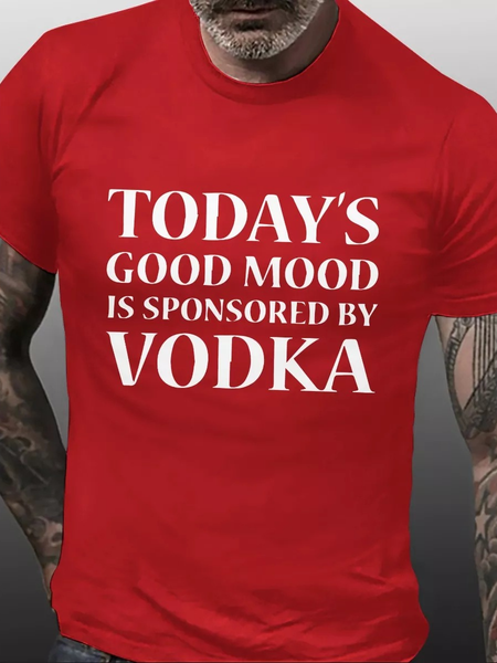 Men's Casual Crew Neck Short Sleeve T-Shirt, Red, T-shirts