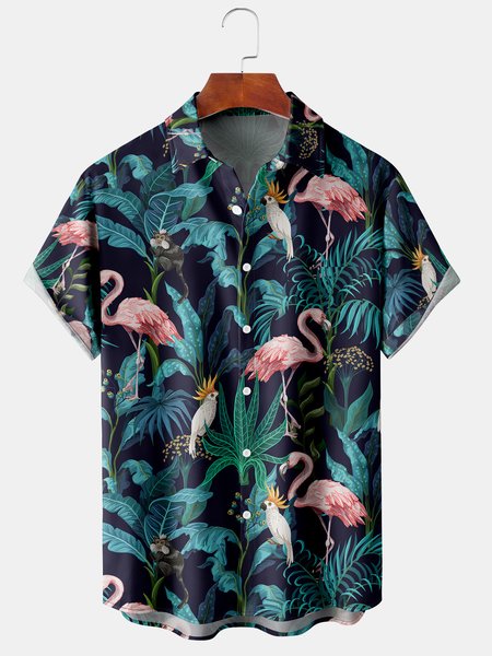 Flamingo Graphic Men's Casual Short Sleeve Chest Pocket Hawaiian Shirt, Green, Men's Floral shirt
Flamingo Graphic Men's Casual Short Sleeve Chest Pocket Hawaiian Shirt, Green, Men's Floral shirt