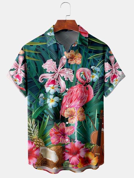 Men's Flamingo Print Casual Breathable Hawaiian Short Sleeve Shirt, Green, Men's Floral shirt
Men's Flamingo Print Casual Breathable Hawaiian Short Sleeve Shirt, Green, Men's Floral shirt