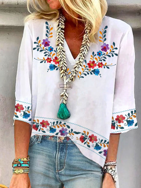 Casual Loosen Tribal V Neck Short Sleeve Tops, White, Shirts & Blouses
Casual Loosen Tribal V Neck Short Sleeve Tops, White, Shirts & Blouses