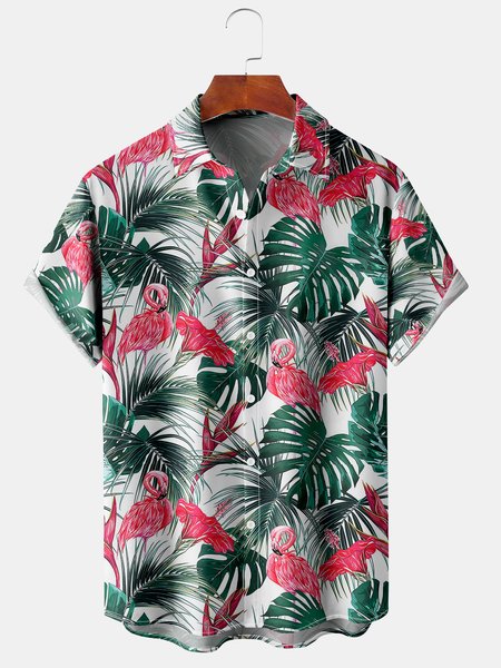 Men's Flamingo Botanical Print Casual Breathable Short Sleeve Hawaiian Shirt, Green, Men's Floral shirt
Men's Flamingo Botanical Print Casual Breathable Short Sleeve Hawaiian Shirt, Green, Men's Floral shirt