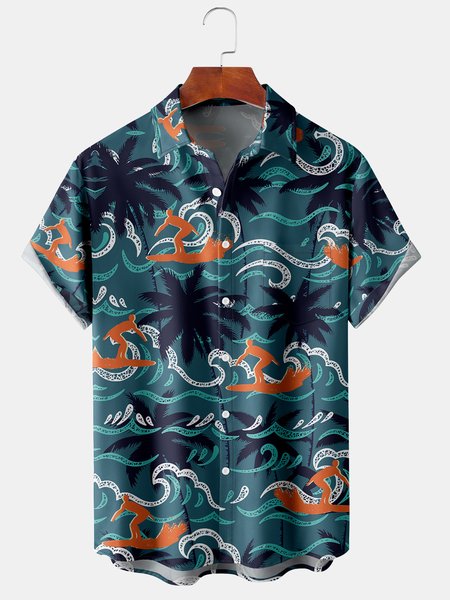 Men's Surf Print Casual Fabric Fashion Hawaiian Lapel Short Sleeve Shirt, Green, Men's Floral shirt
Men's Surf Print Casual Fabric Fashion Hawaiian Lapel Short Sleeve Shirt, Green, Men's Floral shirt