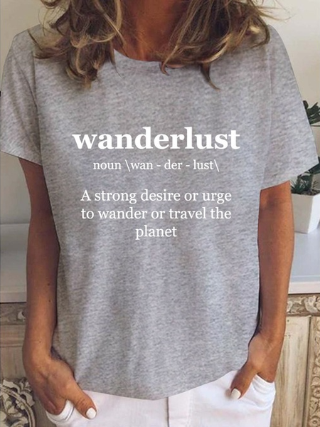 Funny Wanderlust Definition Women's Crew Neck T-Shirt, Gray, T-shirts