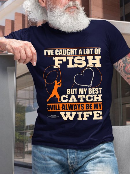 I've Caught A Lot Fish My Best Catch Will Always Be My Wife Crew Neck Cotton Short Sleeve Short Sleeve T-Shirt, Dark blue, T-shirts
I've Caught A Lot Fish My Best Catch Will Always Be My Wife Crew Neck Cotton Short Sleeve Short Sleeve T-Shirt, Dark blue, T-shirts