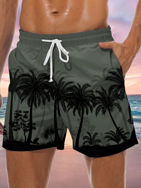 Coconut Tree Graphic Men's Casual Beach Shorts, Deep gray, Men's shorts
Coconut Tree Graphic Men's Casual Beach Shorts, Deep gray, Men's shorts