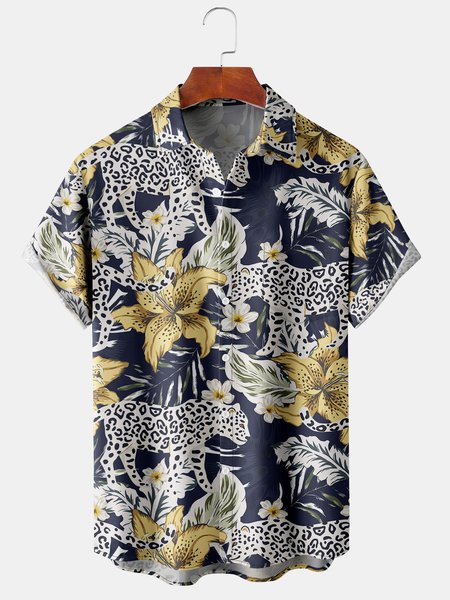 Men's Leopard Print Casual Breathable Hawaiian Short Sleeve Shirt, Purplish blue, Men's Floral shirt
Men's Leopard Print Casual Breathable Hawaiian Short Sleeve Shirt, Purplish blue, Men's Floral shirt