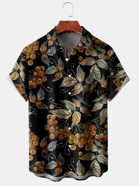 Men's Vintage Botanical Print Casual Breathable Short Sleeve Shirt, Black, Men's Floral shirt
Men's Vintage Botanical Print Casual Breathable Short Sleeve Shirt, Black, Men's Floral shirt