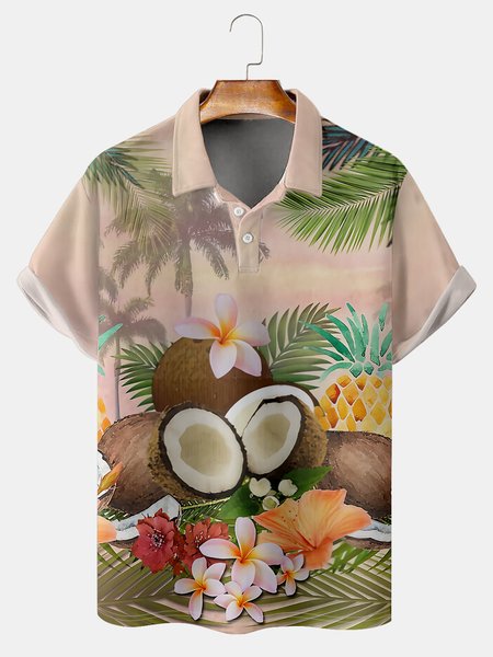 Resort Style Hawaiian Series Plant Leaves And Floral Elements Pattern Lapel Short-Sleeved Polo Print Top, Multicolor, Men's t-shirts
Resort Style Hawaiian Series Plant Leaves And Floral Elements Pattern Lapel Short-Sleeved Polo Print Top, Multicolor, Men's t-shirts