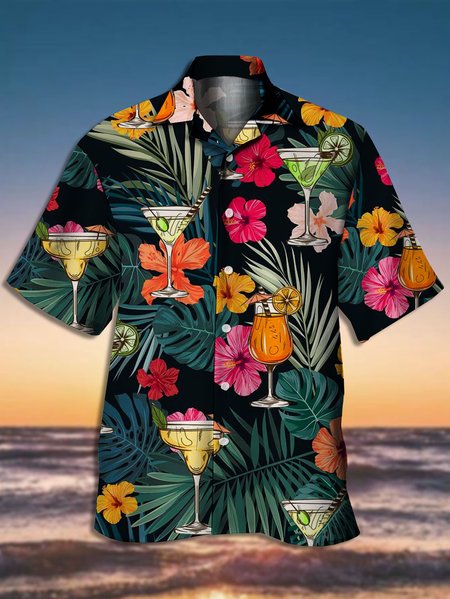 Men's Hawaiian Drink Print Casual Breathable Short Sleeve Shirt, As picture, Men's Floral shirt
Men's Hawaiian Drink Print Casual Breathable Short Sleeve Shirt, As picture, Men's Floral shirt