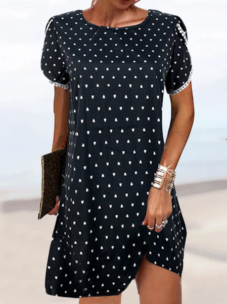 Cotton V Neck Regular Fit Short Sleeve Knit Dress, Black-white, Dresses
Cotton V Neck Regular Fit Short Sleeve Knit Dress, Black-white, Dresses