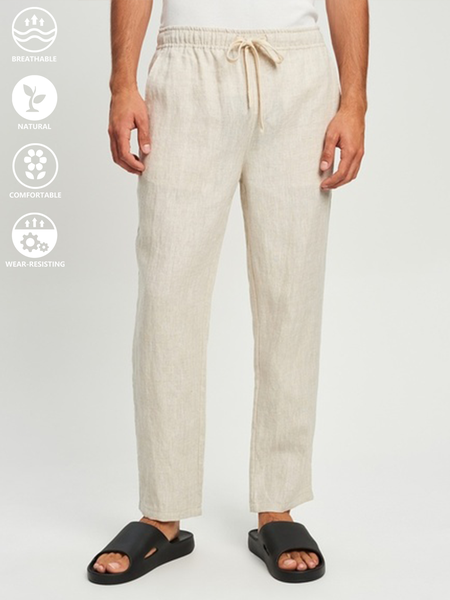 Cotton And linen Style American Casual Basic Wild linen Trousers, As picture, Men's pants