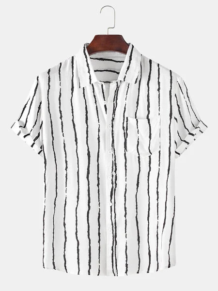 Casual Style American Casual Basic Versatile Striped Shirt, White, Men's Floral shirt
Casual Style American Casual Basic Versatile Striped Shirt, White, Men's Floral shirt