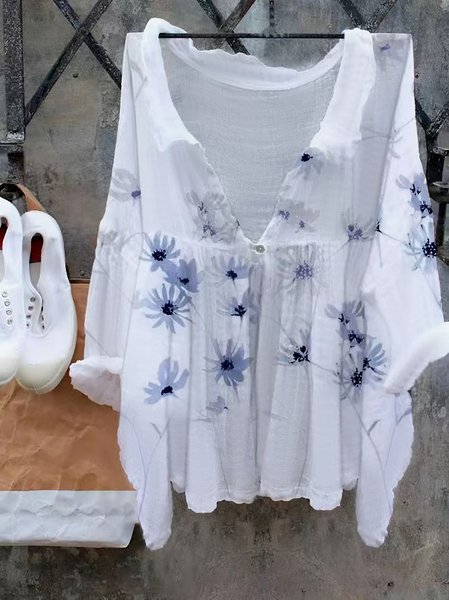 Cotton Linen Style Floral Print Hot Sale Summer New Ladies Casual Shirts, White, Shirts & Blouses
Cotton Linen Style Floral Print Hot Sale Summer New Ladies Casual Shirts, White, Shirts & Blouses