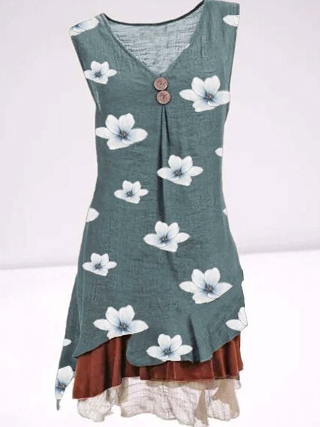 Vacation Sleeveless Woven Dresses, Multicolor, Dresses