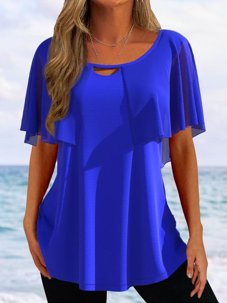 JFN Round Neck Regular Fit Casual Vacation Short Sleeve Tops, Blue, Shirts & Blouses
JFN Round Neck Regular Fit Casual Vacation Short Sleeve Tops, Blue, Shirts & Blouses