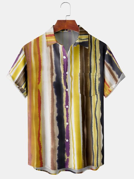 Gradient Stripe Graphic Men's Casual Hawaiian Short Sleeve Shirt, Yellow, Men's Floral shirt 
Gradient Stripe Graphic Men's Casual Hawaiian Short Sleeve Shirt, Yellow, Men's Floral shirt