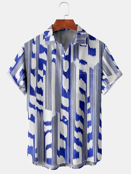 Mens Classic Striped Print Lapel Chest Pocket Short Sleeve Friendly Shirt, White, Men's Floral shirt
Mens Classic Striped Print Lapel Chest Pocket Short Sleeve Friendly Shirt, White, Men's Floral shirt