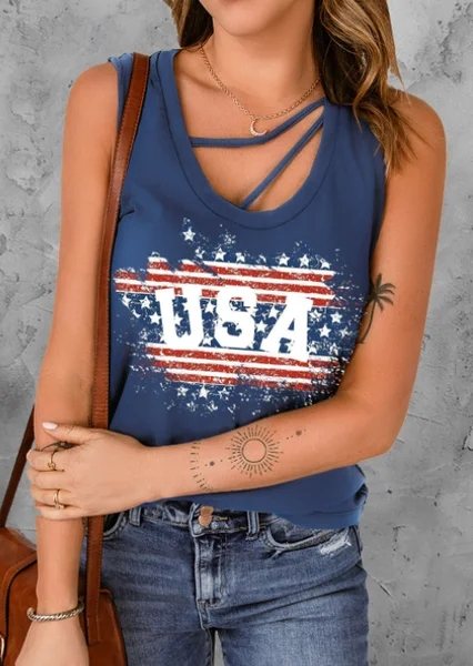 American Independence Day Letter Print Cutout U-Neck Casual Fashion Top, Deep blue, Tanks & Camis
American Independence Day Letter Print Cutout U-Neck Casual Fashion Top, Deep blue, Tanks & Camis