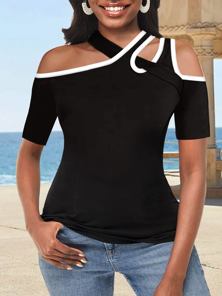 Black and white classic color contrast design sense off shoulder fit holiday top T-shirt plus size, Black-white, T-Shirts
Black and white classic color contrast design sense off shoulder fit holiday top T-shirt plus size, Black-white, T-Shirts