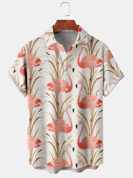 Mens Flamingo Print Lapel Loose Chest Pocket Short Sleeve Funky Aloha Shirts, Khaki, Men's Floral shirt
Mens Flamingo Print Lapel Loose Chest Pocket Short Sleeve Funky Aloha Shirts, Khaki, Men's Floral shirt