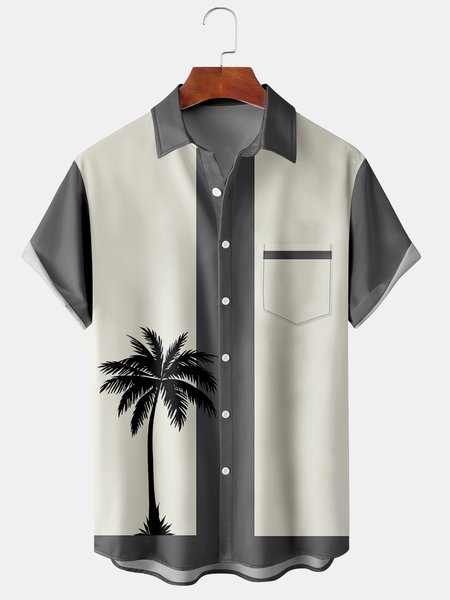 Mens Retro Coconut Tree Print Lapel Loose Chest Pocket Short Sleeve Funky Bowling Shirts, Gray, Men's Floral shirt
Mens Retro Coconut Tree Print Lapel Loose Chest Pocket Short Sleeve Funky Bowling Shirts, Gray, Men's Floral shirt