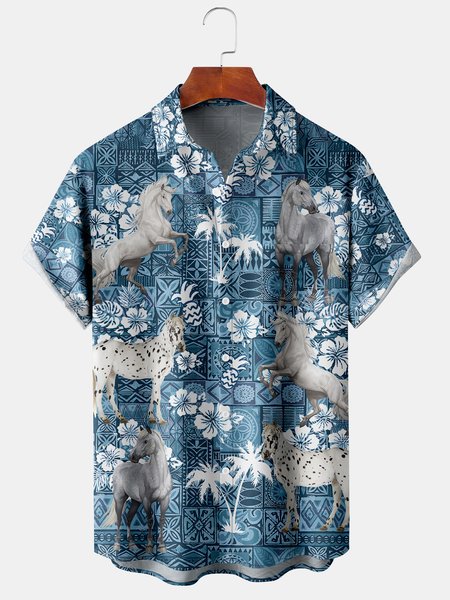 Men's Floral Print Casual Fabric Fashion Hawaiian Lapel Short Sleeve Shirts, Blue, Men's Floral shirt
Men's Floral Print Casual Fabric Fashion Hawaiian Lapel Short Sleeve Shirts, Blue, Men's Floral shirt