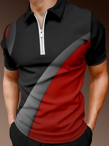 Casual Art Collection Abstract 3D Striped Element Pattern Lapel Short Sleeve Polo Print Top, Black, Men's t-shirts
Casual Art Collection Abstract 3D Striped Element Pattern Lapel Short Sleeve Polo Print Top, Black, Men's t-shirts