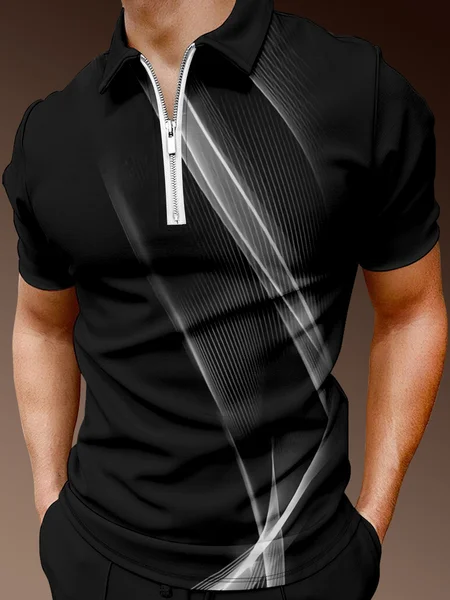 Casual Art Collection Abstract 3D Striped Element Pattern Lapel Short Sleeve Polo Print Top, Black, Men's t-shirts
Casual Art Collection Abstract 3D Striped Element Pattern Lapel Short Sleeve Polo Print Top, Black, Men's t-shirts