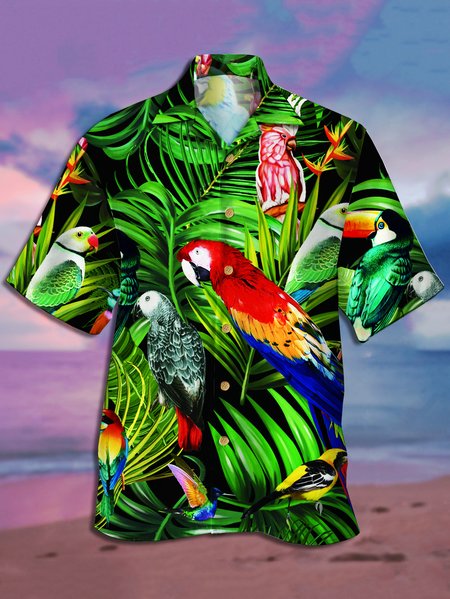 Men's Parrot Print Casual Breathable Hawaiian Short Sleeve Shirt, Green, Men's Floral shirt
Men's Parrot Print Casual Breathable Hawaiian Short Sleeve Shirt, Green, Men's Floral shirt