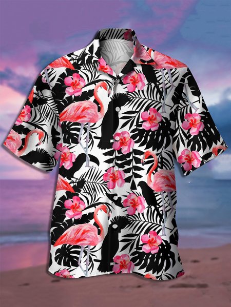 Flamingo Graphic Men's Casual Short Sleeve Hawaiian Shirt, Black, Men's Floral shirt
Flamingo Graphic Men's Casual Short Sleeve Hawaiian Shirt, Black, Men's Floral shirt