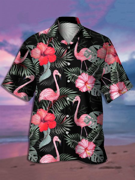 Flamingo Graphic Men's Casual Short Sleeve Hawaiian Shirt, Black, Men's Floral shirt
Flamingo Graphic Men's Casual Short Sleeve Hawaiian Shirt, Black, Men's Floral shirt
