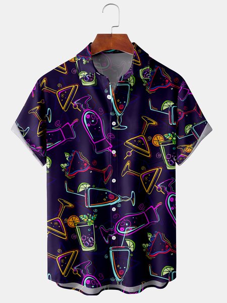Men's Cocktail Fluorescent Cup Print Casual Breathable Hawaiian Short Sleeve Shirt, Blue, Men's Floral shirt
Men's Cocktail Fluorescent Cup Print Casual Breathable Hawaiian Short Sleeve Shirt, Blue, Men's Floral shirt