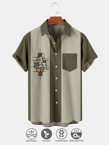 Cotton Linen Geometric Print Casual Short Sleeve Shirt, As picture, Men's Floral shirt
Cotton Linen Geometric Print Casual Short Sleeve Shirt, As picture, Men's Floral shirt