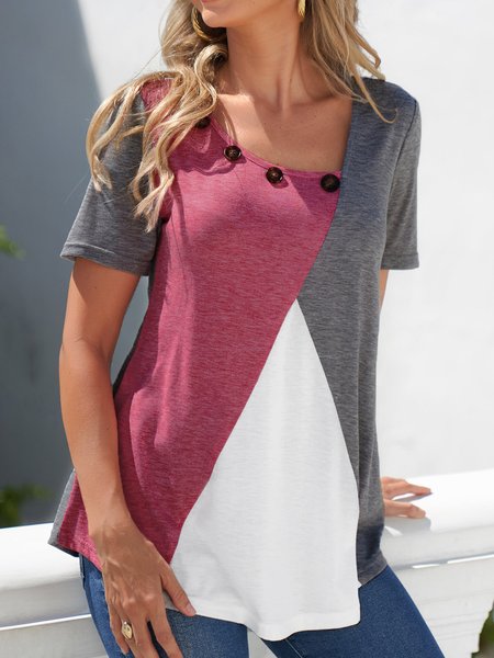 Contrast color irregular nail button casual top T-shirt plus size, Multicolor, Tunics
Contrast color irregular nail button casual top T-shirt plus size, Multicolor, Tunics